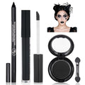 Black Makeup Kit - Eyeshadow Palette, Liquid Lipstick & Eyeliner