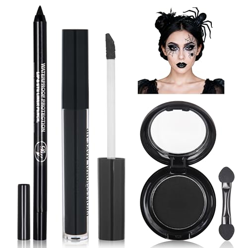 Black Makeup Kit - Eyeshadow Palette, Liquid Lipstick & Eyeliner