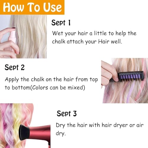 10 Color Hair Chalk Comb Set - Temporary Hair Dye for Kids & Adults