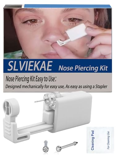 Nose Piercing Kit - Self-Use Nose Piercing Gun with One-Time Use Stud - White