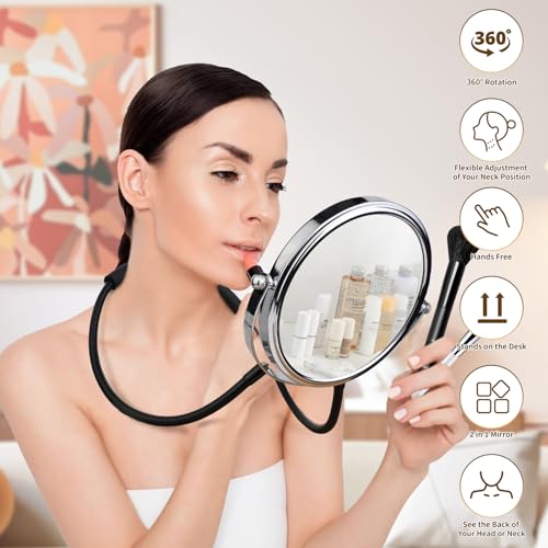 Dual-Sided Neck Mirror with 5X Magnification & 360° Swivel