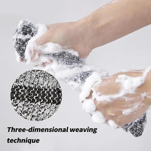 Exfoliating Bath Towel, Premium Microfibre Scrub Towel, Luxury Exfoliating Bath Towel Set, 2-in-1 Exfoliating Towel - Body Scrubber, Double-Sided, Suitable for All Skin Types (Pink)