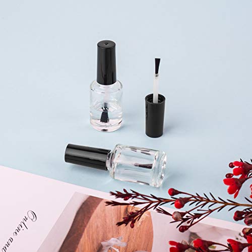 20PCS Empty Nail Polish Bottles 15ML Clear Glass Refillable