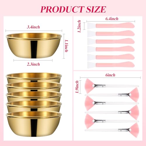 GRETJOB Professional Facial Bowls Set for Estheticians - 18 Pcs Mixing Bowls with Brush & Spatula | Facial Mask Mixing Kit for Spa & Home Use
