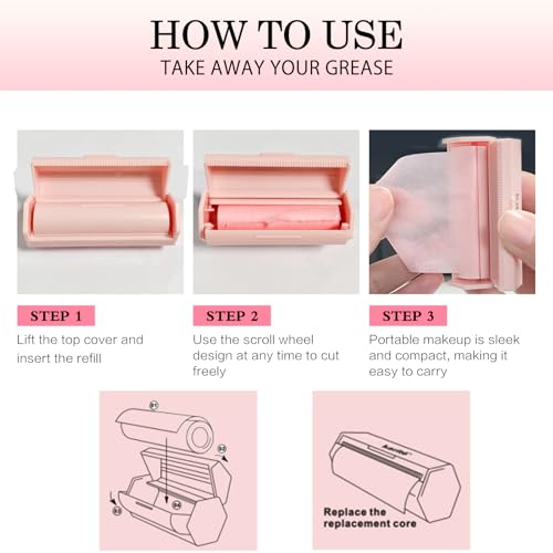 Oil Blotting Sheets for Face – Roll-On Design, 5M+5M Refill
