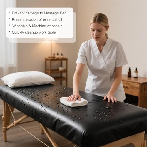 Waterproof Vinyl Massage Table Cover - Fitted Elastic Spa & Lash Bed Protector