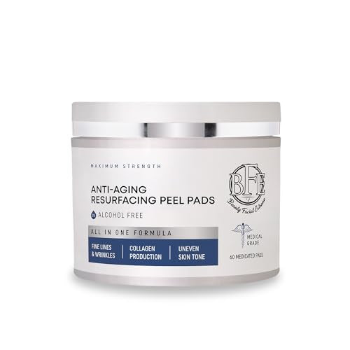 Anti Aging Resurfacing Exfoliating Peel Pads Treatment- Contains Lactic, Salicylic, & Glycolic for Face & Body. Repairs Fine Lines, Wrinkles, Dark Spots, Pores, Acne Scars & Uneven Skin Tone.