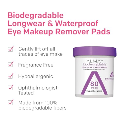 Almay Waterproof Eye Makeup Remover Pads, 80 Count