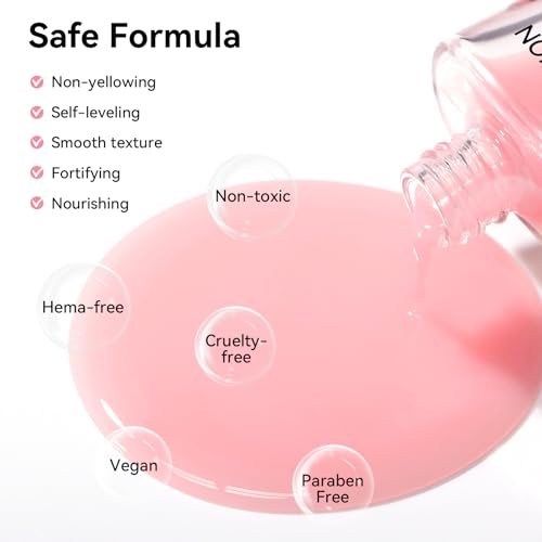 Nailshion Clear Pink Ridge Filler Base Coat Nail Polish - Quick Dry, Hema-Free