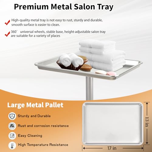 Adjustable Salon Tray on Wheels - Rolling Hair Stylist Cart