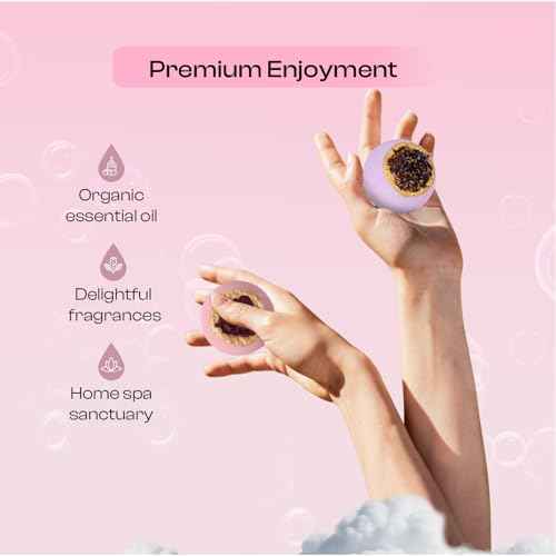 Bath Bombs for Women, Gift Set of 6 Fizzies Luxury Large Size with Real Flowers and Natural Organic Essential Oil, Self Care Gifts for Women, Mon, Daughter, Girlfriend, Kids,Pack of 6 (Multiple)