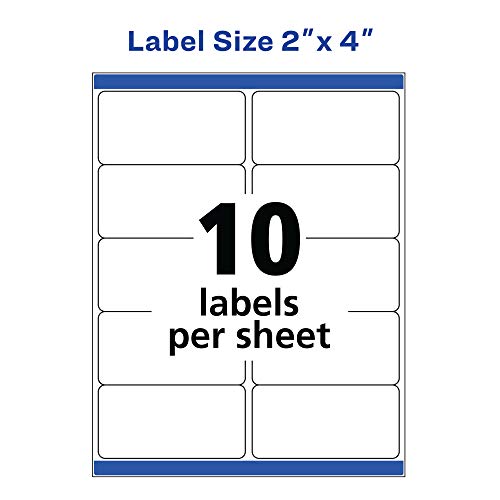 Avery Shipping Address Labels, Laser & Inkjet Printers, 100 Labels, 2x4 Labels, Permanent Adhesive, TrueBlock (18163)