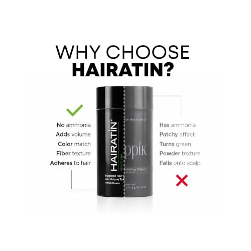 Hairatin Black Hair Fibers - Keratin & Cotton Blend for Thinning Hair