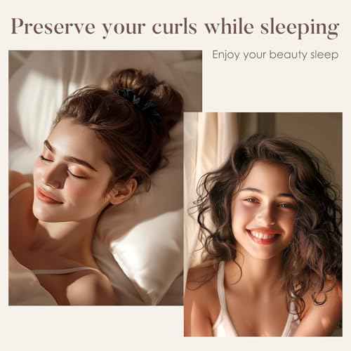 LULUSILK Silk Scrunchies for Hair Sleep, 100% Real Mulberry Silk, No Damage Hair Ties for Women and Girls, Classic Black, Pack of 3