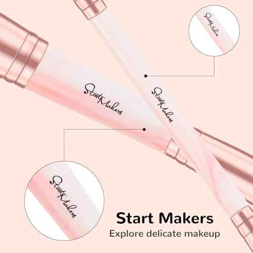 START MAKERS Makeup Brushes Dual Ended, 2Pcs Foundation Contour Concealer Brush Set for Blending Buffing Highlighting Setting, Professional Women Liquid Cream Powder Make up Brushes Set, Pink