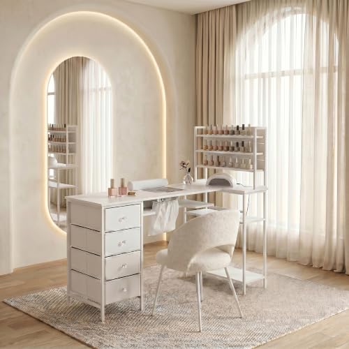 Professional Nail Desk 47.2" with Dust Collector & Outlet