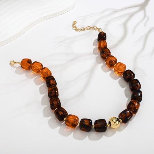 Boho Chunky Beaded Necklace for Women - Adjustable Choker