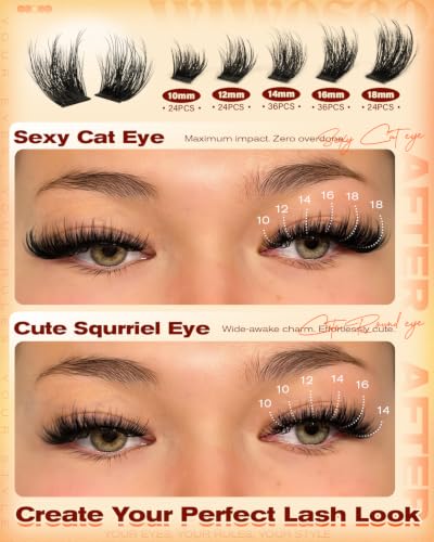 Fluffy Lash Clusters 10-18MM Wispy D Curl Faux Mink 144PCS