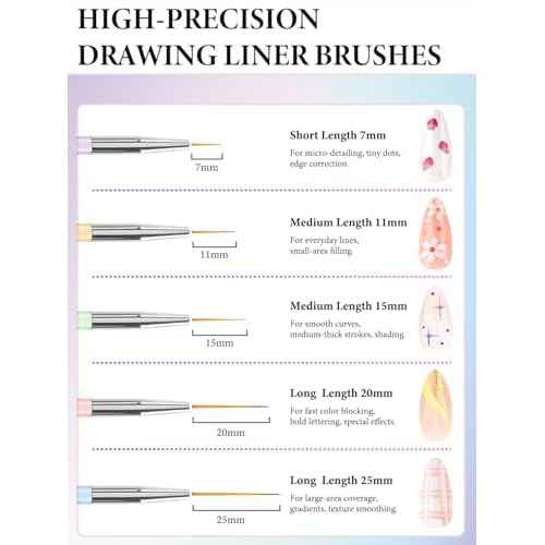 10 Pcs Nail Art Brushes Set, Nail Dotting Tools, French Tip Tool, Nail Art Deign Tools with Builder Gel Brush Polish Extension Brush Thin Liner Detail Painting Brushes, Nail Tech Supplies Kit