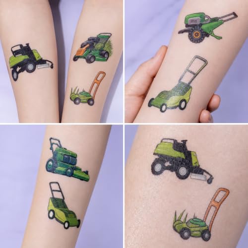 96 PCS Lawn Mower Temporary Tattoos for Kids Birthday Party
