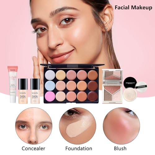 All-in-One Makeup Kit for Women - Complete Cosmetic Set with Brushes & Travel Bag