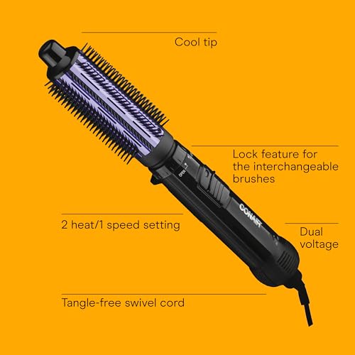 Conair 2-in-1 Hot Air Brush Styler Combo with 1.5" and 1" Attachments