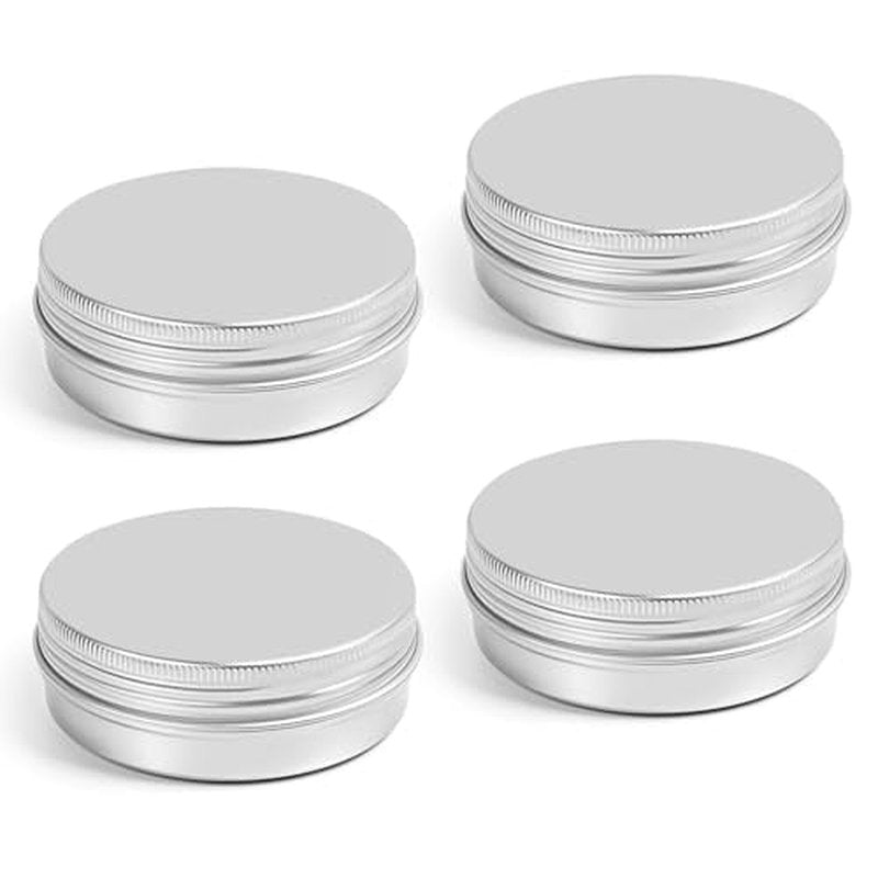 4Pcs 2 Oz Metal Tins with Screw Lids - Aluminum Storage Containers