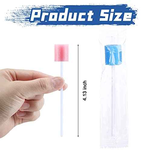 TrelaCo 500 Pcs Toothettes Oral Swabs Bulk Disposable Mouth Cotton Swabs Multicolor Sponge Individually Wrapped for Elderly Adults Oral Cavity Mouth Cleaning(Plum Blossom)