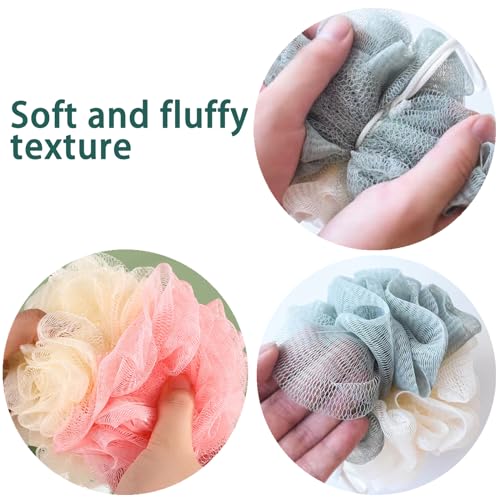24 Pack Travel Loofah, Individually Wrapped Small Loofah Shower Pouf, 4 inch Mini Bath Sponges for Shower, Multicolor