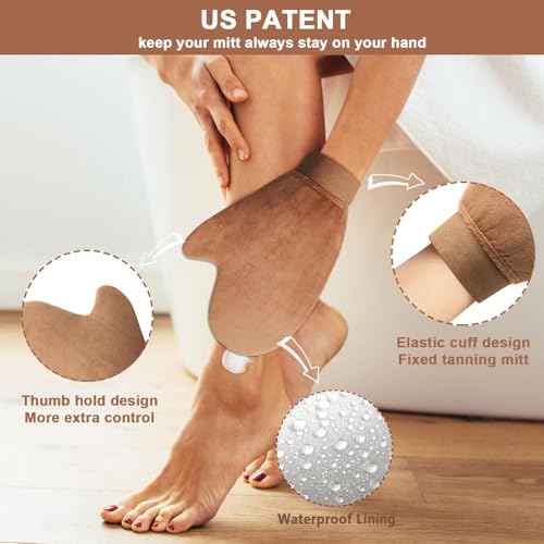 3 in 1 Self Tanning Mitts Self Tanner Mitt Applicator Tanning Brush Self Tanner Back Applicator, Tanning Gloves for Self Tan Mitt Applicator,Self Tanning Kit for Lotion,Spray Tan,Body,Sunless,Face