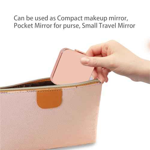 Small Compact Mirror, Rosegold Square 2.8¡±¡¿2.8¡± Metal Frame Smooth Style Double Sided Mini Magnifying 1X/2X Mirror for Purse Can be Used as Gifts for Woman (RG01)