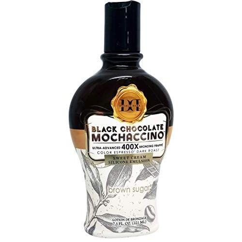 Brown Sugar Black Chocolate Double Dark Mochaccino 400X Bronzer ? Ultra Dark Tanning Lotion with Rich Cocoa & Coffee Infusion, 7.5oz Bottle