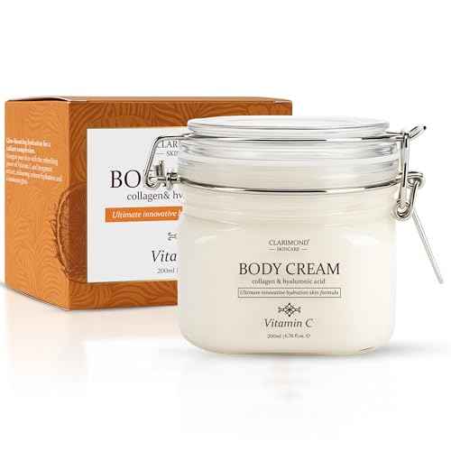 CLARIMOND Vitamin C Body Cream | Hyaluronic Acid & Collagen for Women | Hydrating Body Care Cream for Dry, Aging Skin | Fast-Absorbing, Non-Greasy Formula | Paraben & Sulfate Free | 200ml