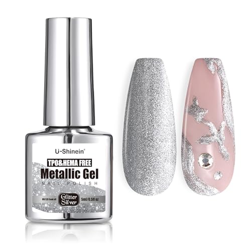 Metallic Gel Nail Polish - Silver Mirror 5ml HEMA Free