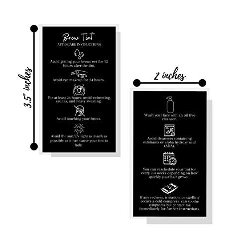 50 Pack Eyebrow Tinting Aftercare Cards 2x3.5 inch