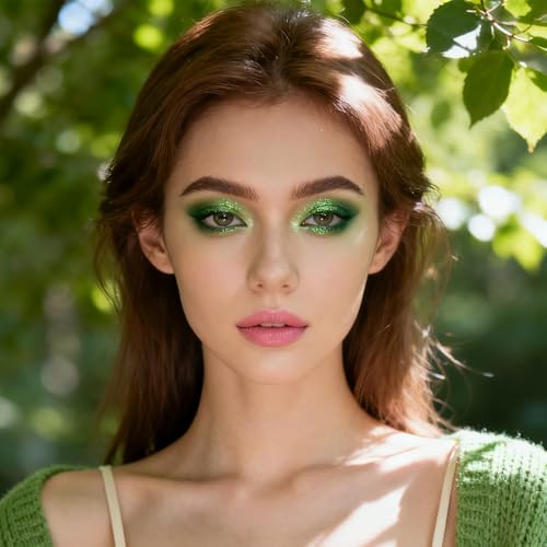 16-Color Green Eyeshadow Palette - Matte & Shimmer Makeup