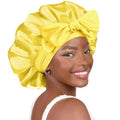 YANIBEST Yellow Adjustable Silk Bonnet for Sleeping Women - Double Layer Satin Frizz Control