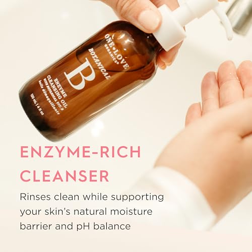 One Love Organics Botanical B Enzyme Cleansing Oil ? Hydrating Oil Cleanser for Double Cleansing, Makeup Remover for Face, Cruelty Free 4 oz