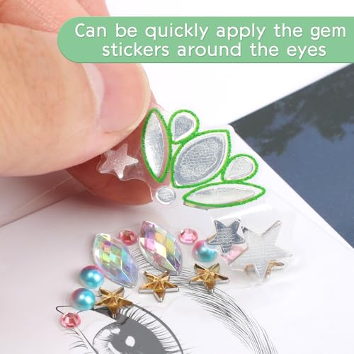 Eye Gem Stickers for Women - 8 Sheets Reusable Rhinestones