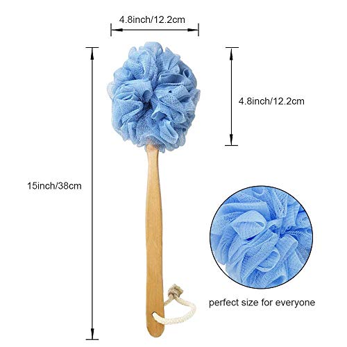 Long Handle Back Scrubber Brush with Loofah Sponge
