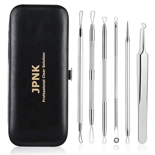 JPNK Silver Blackhead Remover Kit - Comedone Extractor for Acne & Blemishes