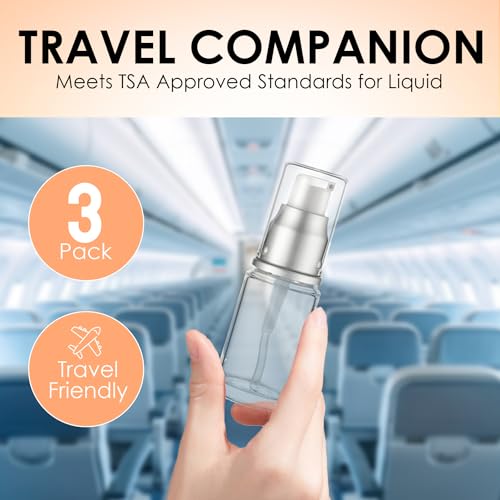 VitalUp 15ml Glass Lotion Pump Bottle, Travel Size (Pack of 3)
