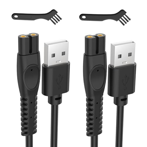 5V Charger Cord Compatible with Philips One Blade QP2724 Charging Cable for Phillips Norelco Oneblade 360, QP1924, QP2834, MG5910, Shaver 3600, 3900, Beard Trimmer Power Cord Replacement 2Pcs