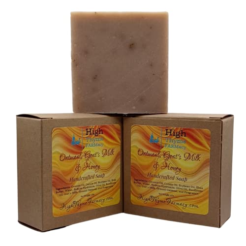 Oatmeal, Goat's Milk & Honey Handmade Soap - Exfoliating Goat Milk Soap - Dry Skin Remedy Goats Milk Soap - Lye Soap with Colloidal Oatmeal - Soothing Oatmeal Soap