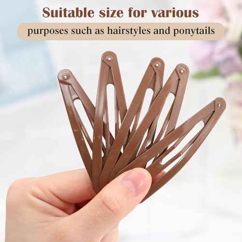 WILLBOND 30 Pieces 3.1 Inch Large Metal Snap Hair Clips Nonslip Barrettes Women Hair Accessories (Brown)