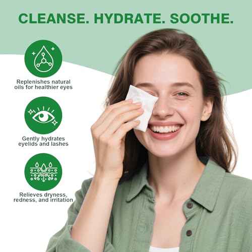 120PCS Tea Tree Oil Eyelid Wipes ? Individually Wrapped Eye Lid Cleaning Wipes£¬Soothing For Sensitive Eyes, Stay Hydrated Lid Wipe