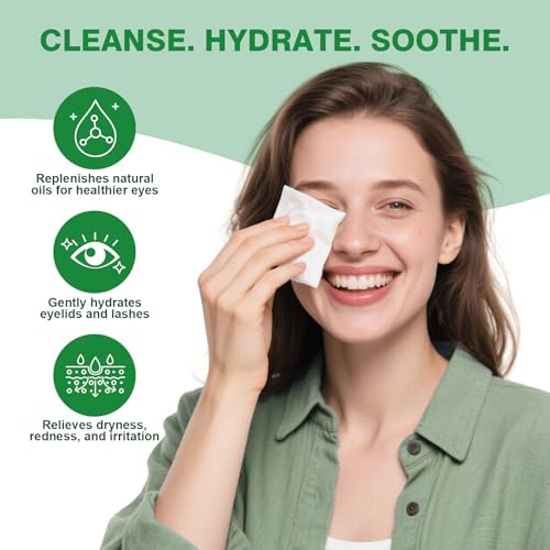 Tea Tree Oil Eyelid Wipes – 60 Individually Wrapped, Gentle for Sensitive Eyes