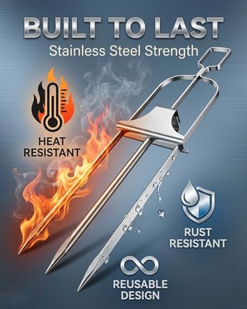 3-Prong Stainless Steel Skewers for Grilling Kabobs - Anti Spin