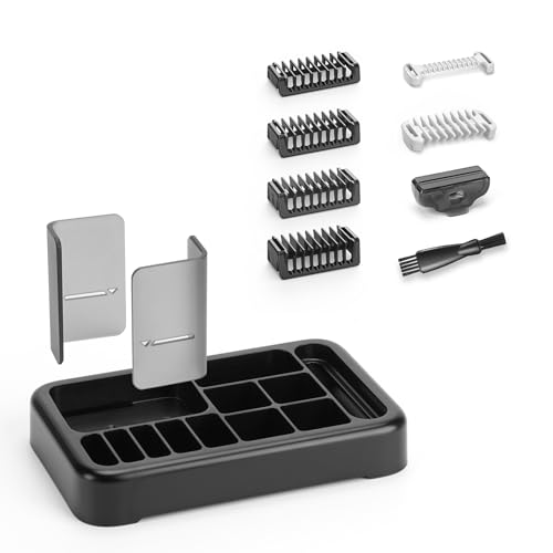 Guard Combs with Shaver Stand Kit for O Blade QP2724/QP2834/QP2520/QP2630/QP65XX/QP66XX OBlade Pro, 0/3mm Body Comb + 1/2/3/5mm Bi-Directional Guards, Electric Shaver Attachments Accessories, 9PC