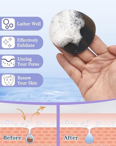 Silicone Body Scrubber Set - Back Brush, Face Brush & Shower Glove